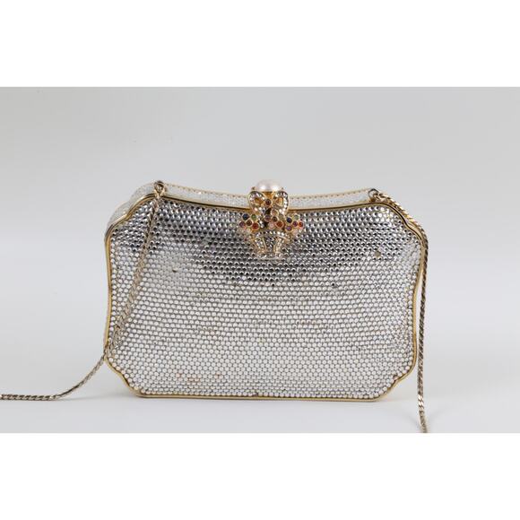 Vintage Judith Leiber Swarovski Crystal Minaudiere Evening Bag With Comb, Mirror - Picture 10 of 16